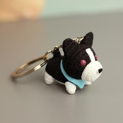 Pendentif Porte-clés Yousheng Tricot 3D Laine Artisanat Délicat Résistant à la décoloration Résistant à l'usure Décorer Adorable Chien Mascotte Porte-clés Sac