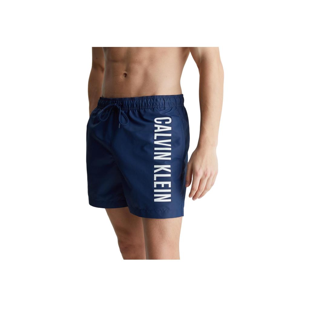 Calvin Klein Intense Power Quick-Dry Open Pocket Lettered Swim Trunks Men swimwear Navy-Blue KM0KM01004-C7E