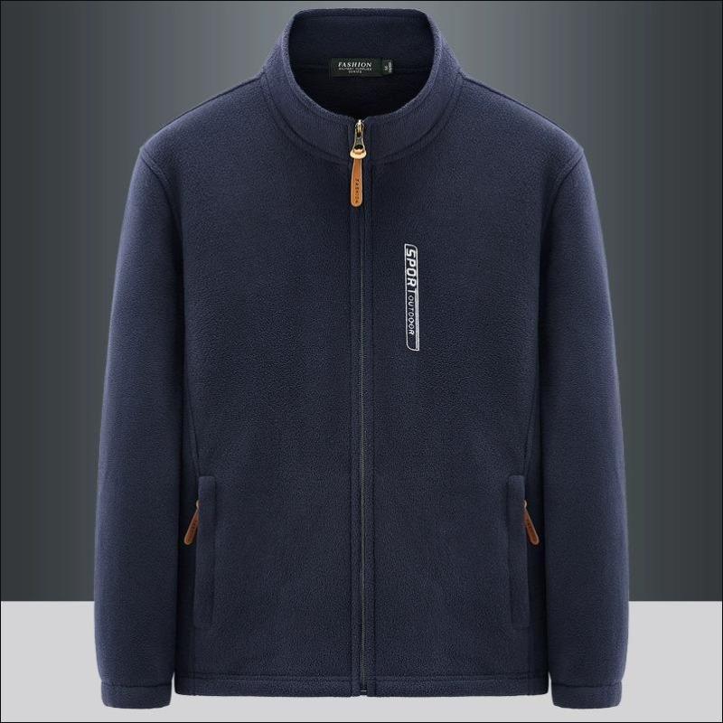 Men Autumn And Winter Clothes Velvet Warm Cardigan Sweatshirt Polar Fleece Jacket Outdoor Sports Stand-up Collar Top Large Size