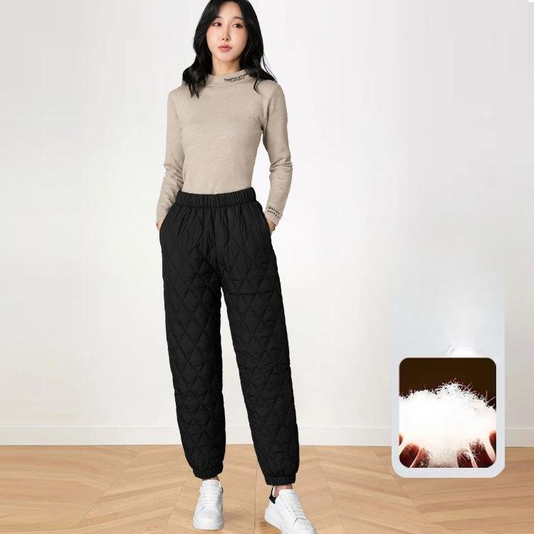 Light Thin Warm Casual Versatile Cotton Pants Women Winter Outside Wear 2026 High Waisted Bunched Feet Big Yards Down Cotton Pants