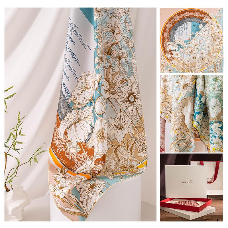 Summer new mulberry silk silk scarf women's outer scarf shawl square scarf versatile cross-border