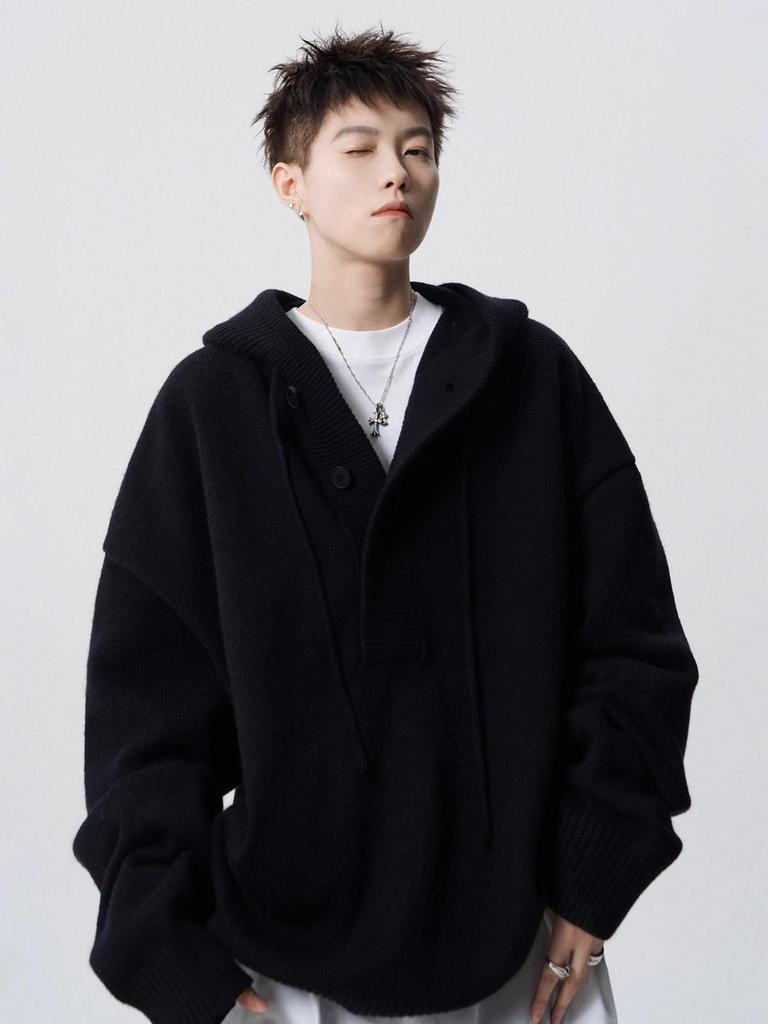 American Style Men's Plus Size Hooded Sweatshirt: Trendy Autumn/Winter Knitwear with High-End Vibe