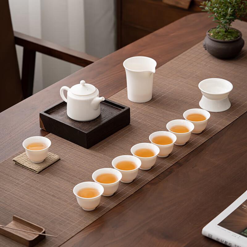 Sushi Ceramic Mutton Fat Jade Kung Fu Tea Set