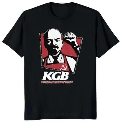 Vintage KGB Vladimir Lenin Pamuklu Tişört Kısa Kollu Komünizm Marksizm Sosyalizm Tişört Günlük Sokak Giyim Üstler