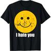 I Hate You Retro Vintage Yellow Happy Smile Face I Hate You T-Shirt