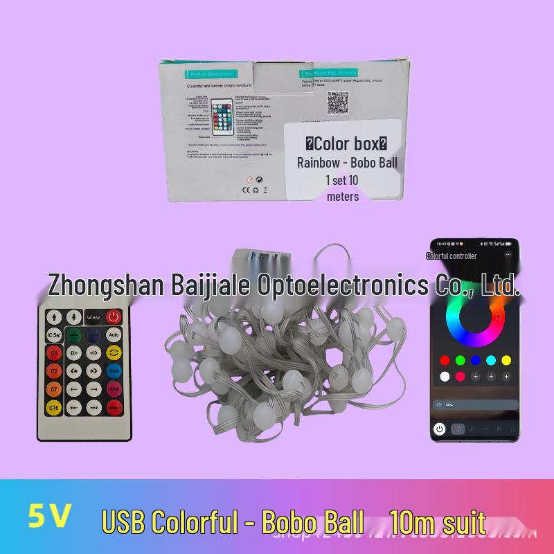 Waterproof Colorful LED 5V USB App-Controlled Flowing Curtain Light Strip