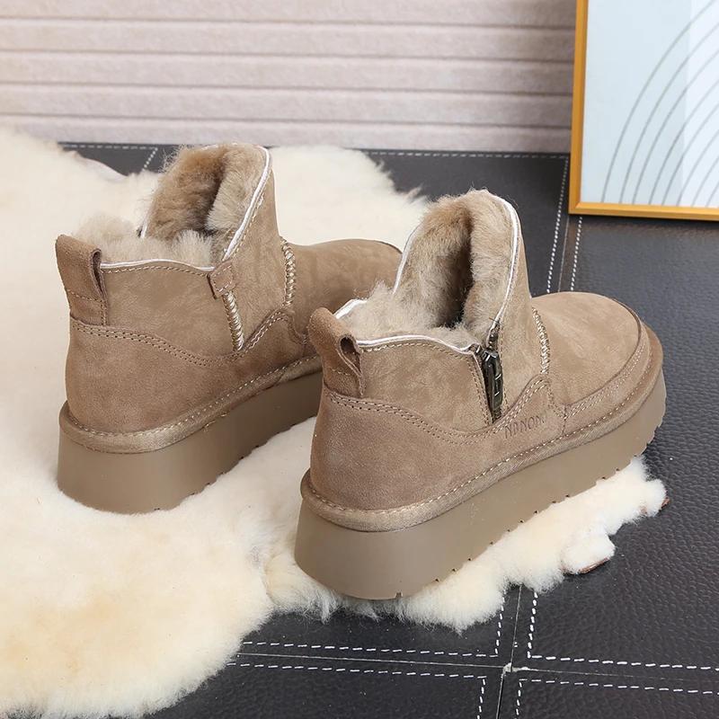 Women Boots for Women Keep Warm Snow Boots Female Zipper New Wool Boots Winter Ladies Fur Warm Low-cut Shoes Botas De Mujer