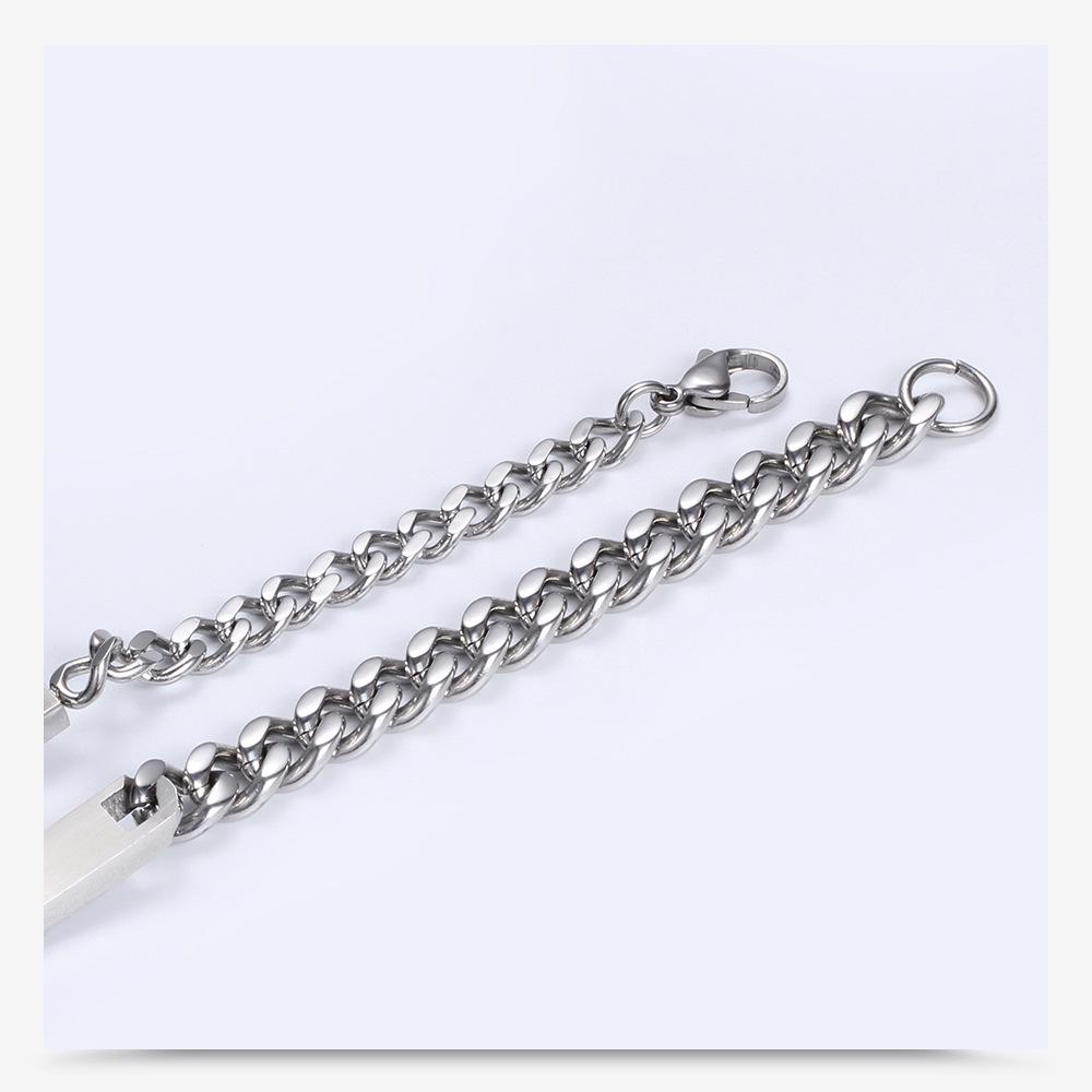 Engravable Titanium Steel Couples Bracelet – Sleek Long Strip Design for Men and Women