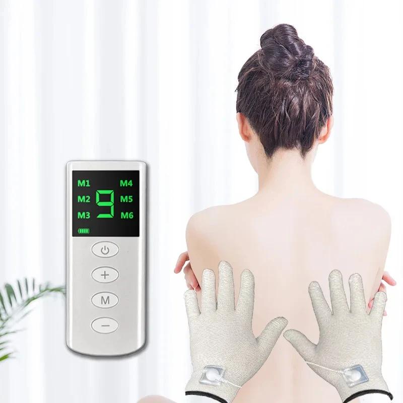 Horký prodej TENS/EMS Masážní rukavice 4 režimy Stimulátor svalů dlaně Přenosný Kosmetický Fyzioterapeutický Ruční Masážní rukavice pro úlevu od bolesti
