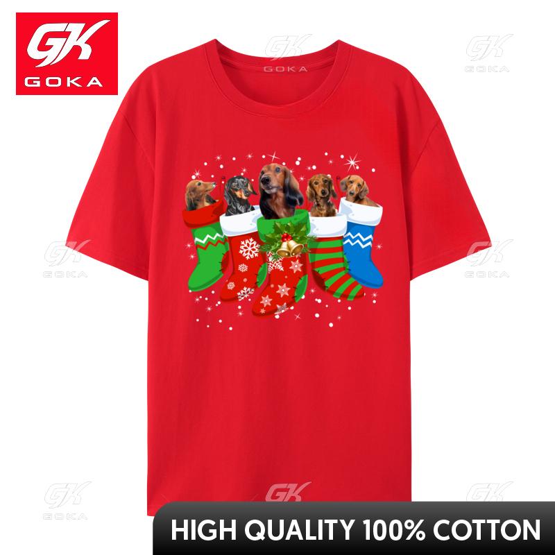 Dachshund Christmas Dog Cute Socks Xmas TShirt Normal T Shirt for Students New Coming Cotton T Shirt Leisure S