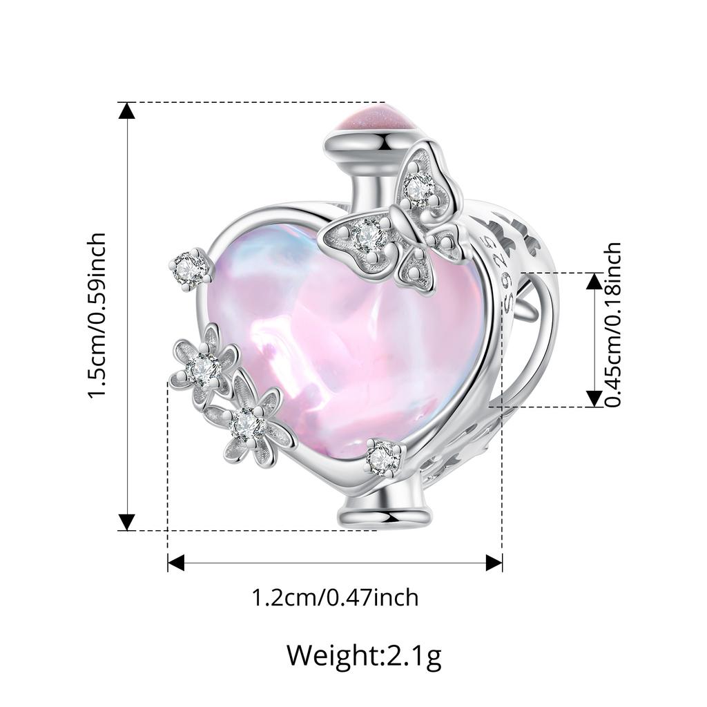 WOSTU 925 Sterling Silver Pink Charms Bead Collection Butterfly lotus Perfume Bottle Umbrella Pendant Fit DIY Bracelet Necklace