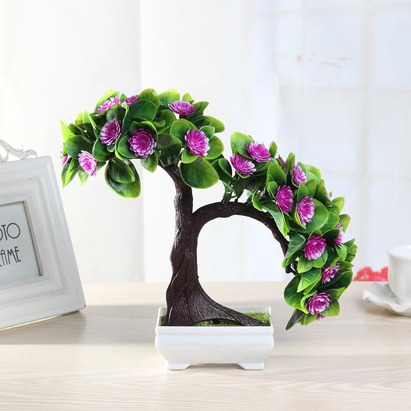 Artificial Plants Potted Bonsai Green Small Tree Plants Fake Flowers Potted Ornaments for Home Garden Decor Party Hotel Decor