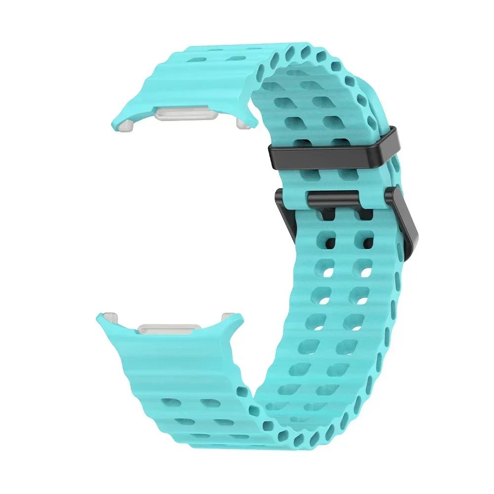 NEW Marine Silicone Strap For Samsung Watch 7 Ultra 47mm Bracelet No Gaps Sport Two-tone Band for Galaxy Ultra Watchband Straps