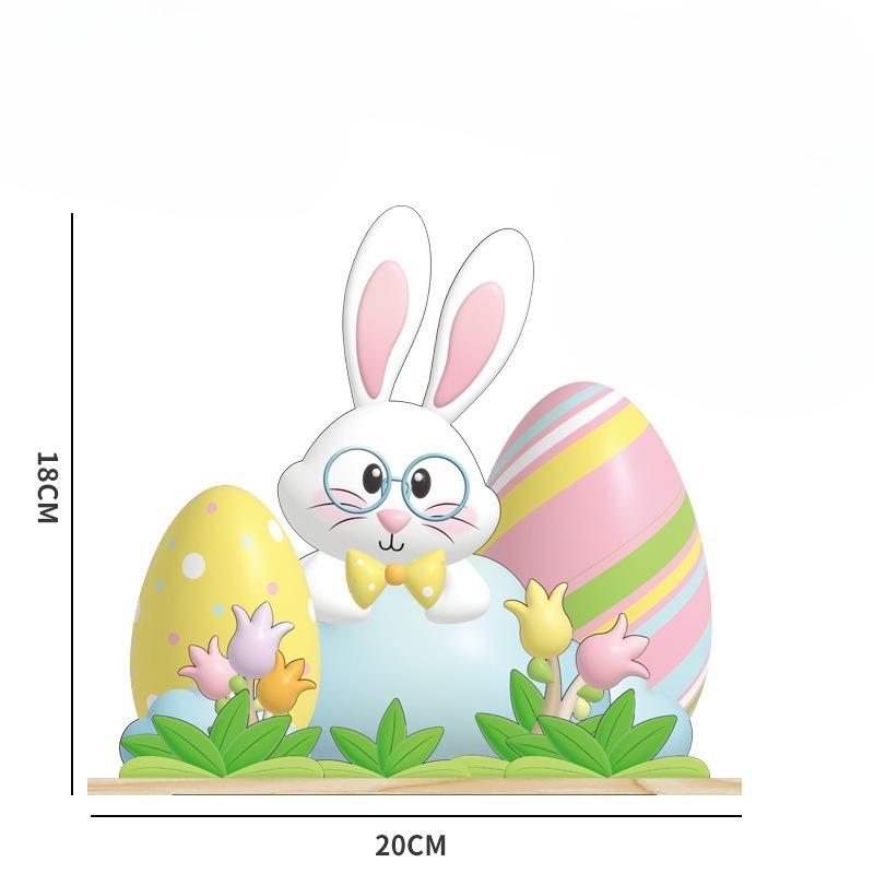 Easter Decorations - Multi-layered Easter Bunnies and Easter Eggs Wooden Display Pieces - Home Party Gifts