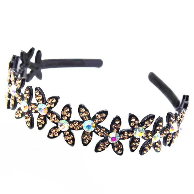 Korean Style New Hair Band Braided Hair Pressing Diamond Net Celebrity Hair Band Non-slip Headdress Wash Face Plastic Headband Broken Hair Clip