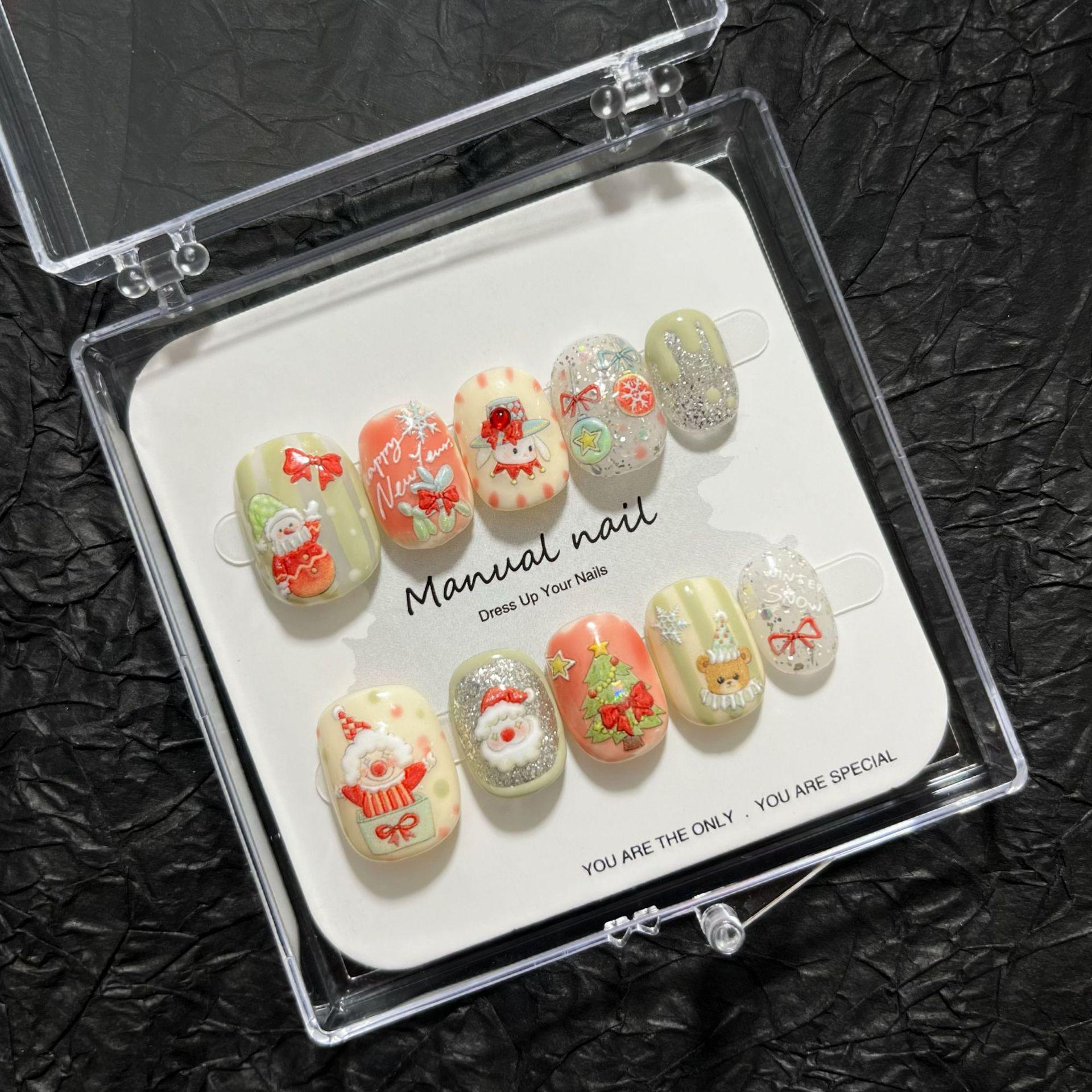 Christmas Edition: Handmade Cute Cartoon Girl Wearable Nail Art Stickers (Removable, A661) Small