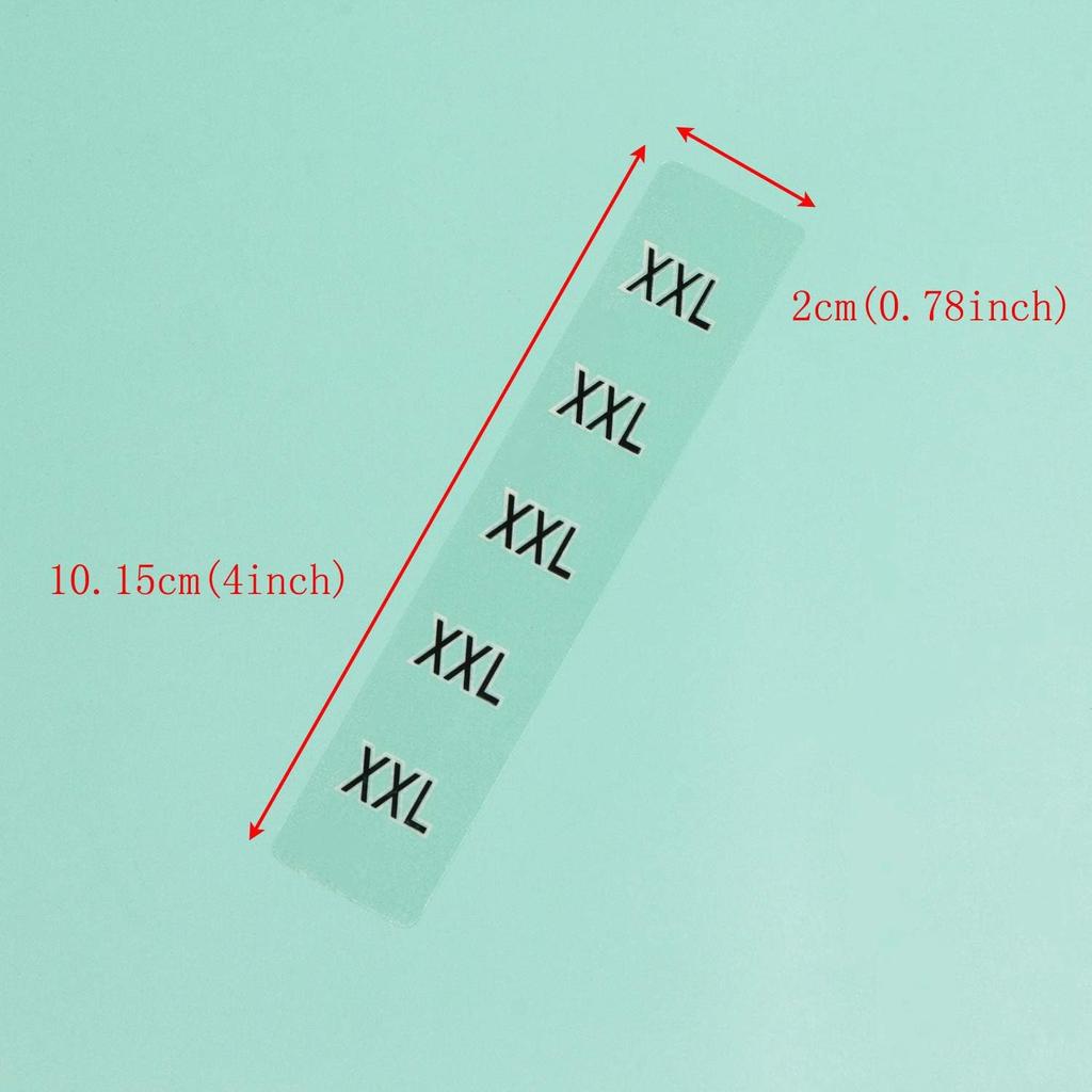 ONLYKXY 360pcs Transparent Sticker Strip Plastic Clothing Size Label - 4 Inch, 6 Size Combination (XS/S/M/L/XL/XXL)