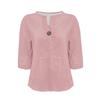 QICED Women's Fashion Casual Solid Color Print 3/4 Sleeves V Neck Blouses & Shirts Unique Design