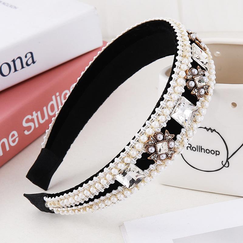 Korean Rhinestone Pearl Hair Clip Headband: Non-Slip, Fashionable, Versatile Accessory for Face Washing and Styling