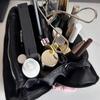 Makeup Bag Folding Multi-Part Cosmetic Storage Bag with Pink Bow Decoration Large Capacity Makeup Case