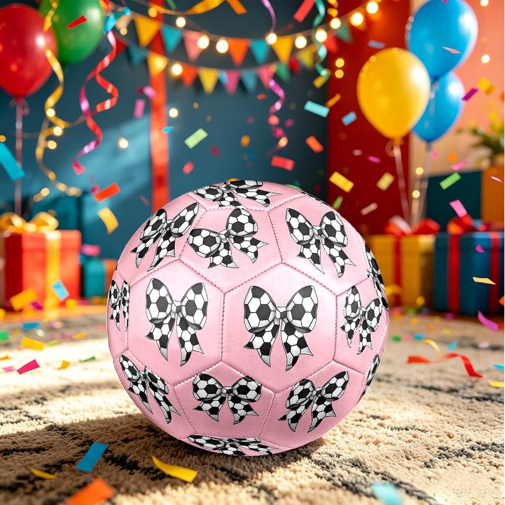 1pc Soccer Ball Bow Theme Soccer Ball Football, Size 5, Lightweight PVC, Outdoor Training Soccer Ball,Gift j614100
