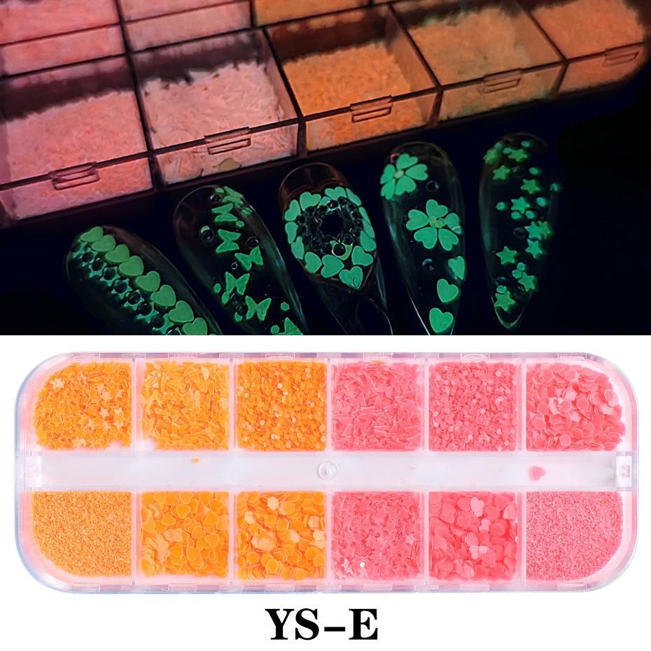 Nail Art Jewelry Sequins 12 Grid Luminous Love Butterfly Mixed Opposite Sex Nail Decorations