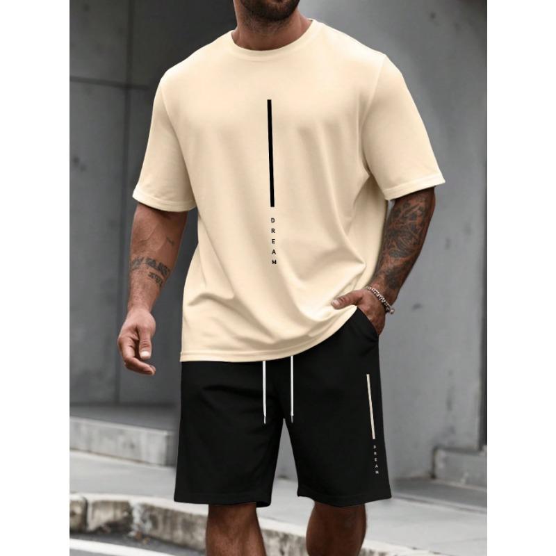 Simple Street Fashion Men's Short Sleeve Suit Outdoor Crew Neck Top Tee Casual Comfortable Shorts Men's T-shirts Clothing Suits