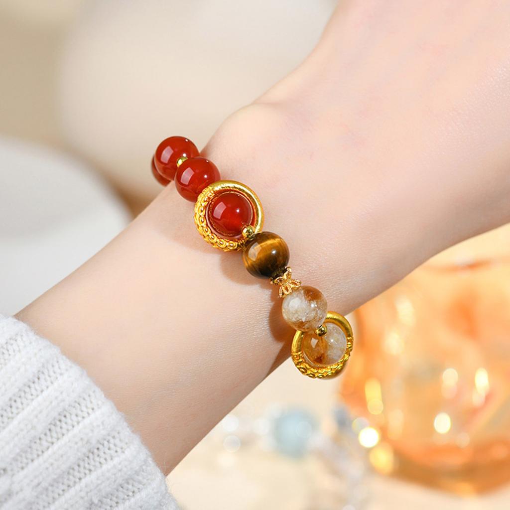 Natural Red Agate Beaded Bracelet Elegant Wristband Accessory Ideal for Young Trendsetters and Spiritually Minded Adults