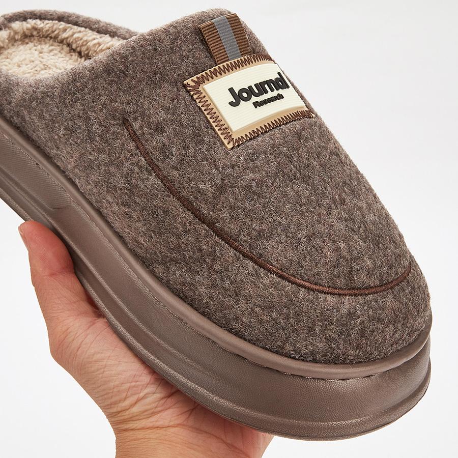 Men's Warm Plus Size Home Slippers Non-slip Couple Plush Cotton Slippers, Memory Foam Soft Sole Indoor and Outdoor Dual-use Home Shoes