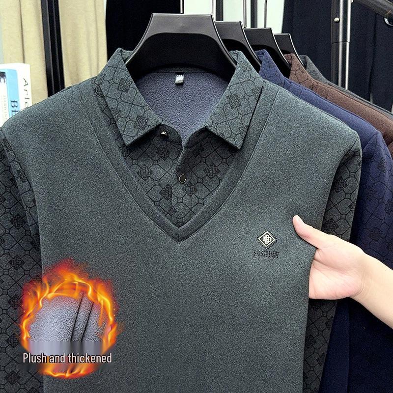 

Мужская футболка с эффектом двухслойности из мериносовой шерсти и шелка, зимний флисовый отворот, базовый слой. 3XL зелёный