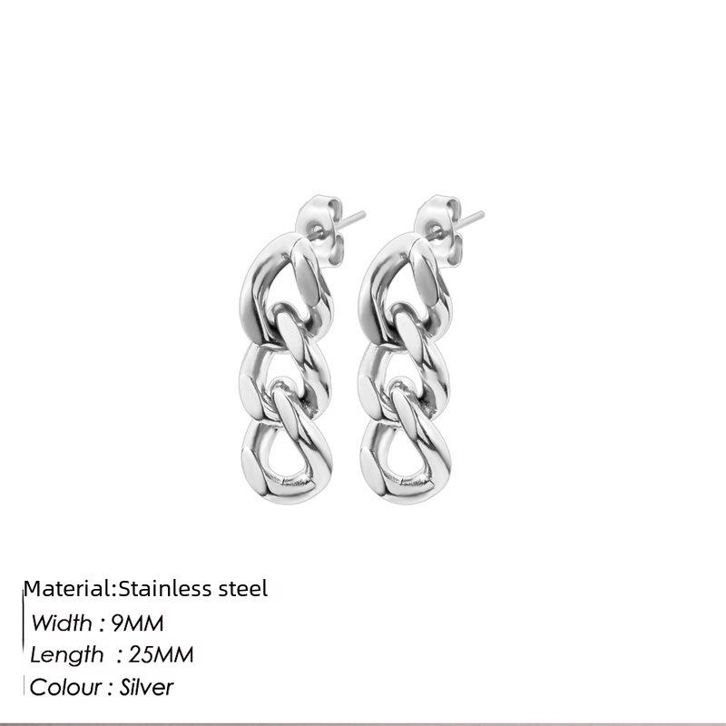 Cercei eManco placați cu aur cu lanț cubanez punk pentru femei - Bijuterii de modă din oțel inoxidabil