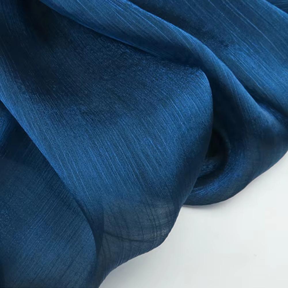 Romantic Style Water Ripple Organza Fabric 1m Bright Crepe Gauze Tulle DIY Wrinkled Fabric Wedding Decorative