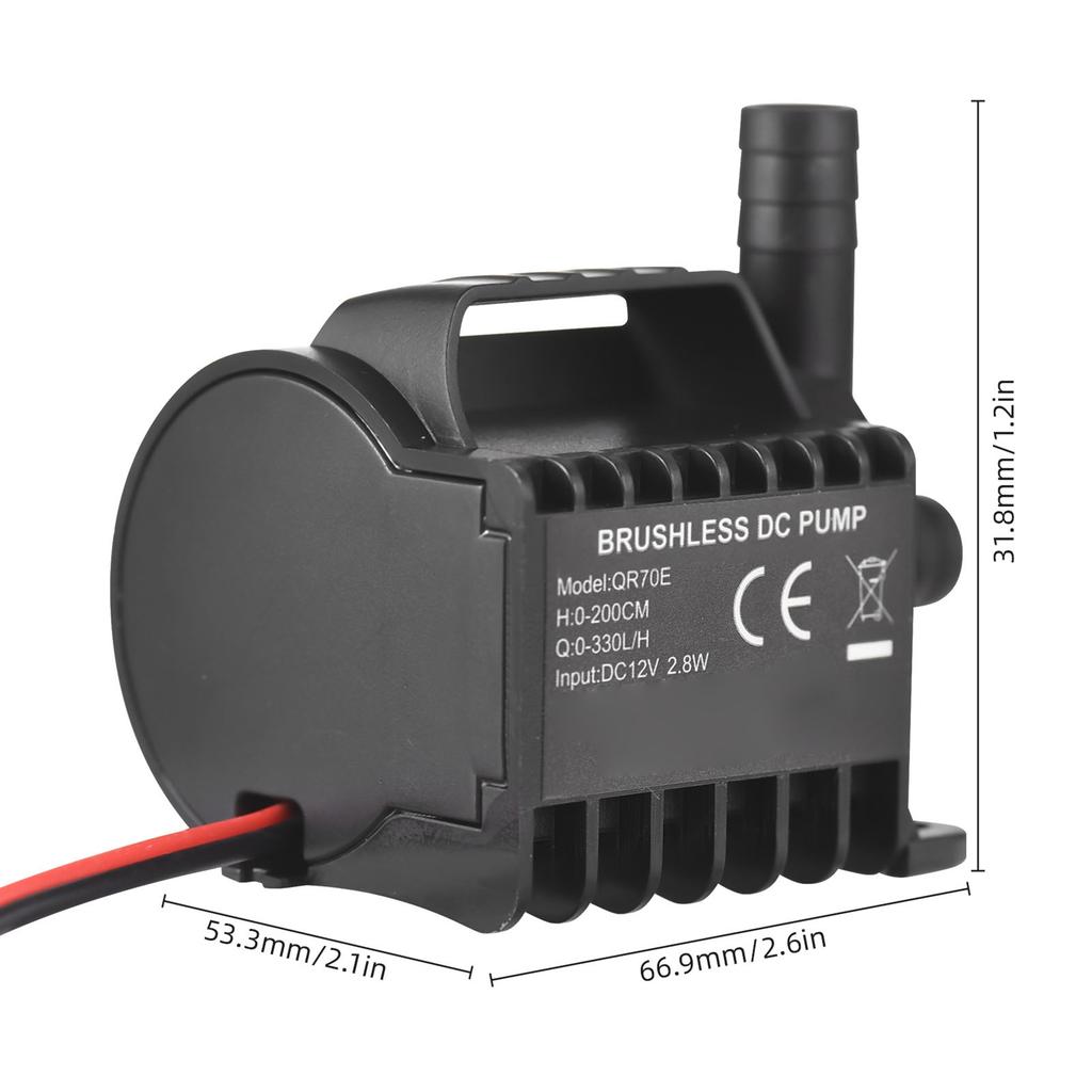 Zanurzalna pompa wodna 12V Elektryczna 500L/h Mała pompa fontannowa z maksymalną wysokością podnoszenia 4,9 stopy, 1,6 stopy przewodu i podstawą z przyssawkami,