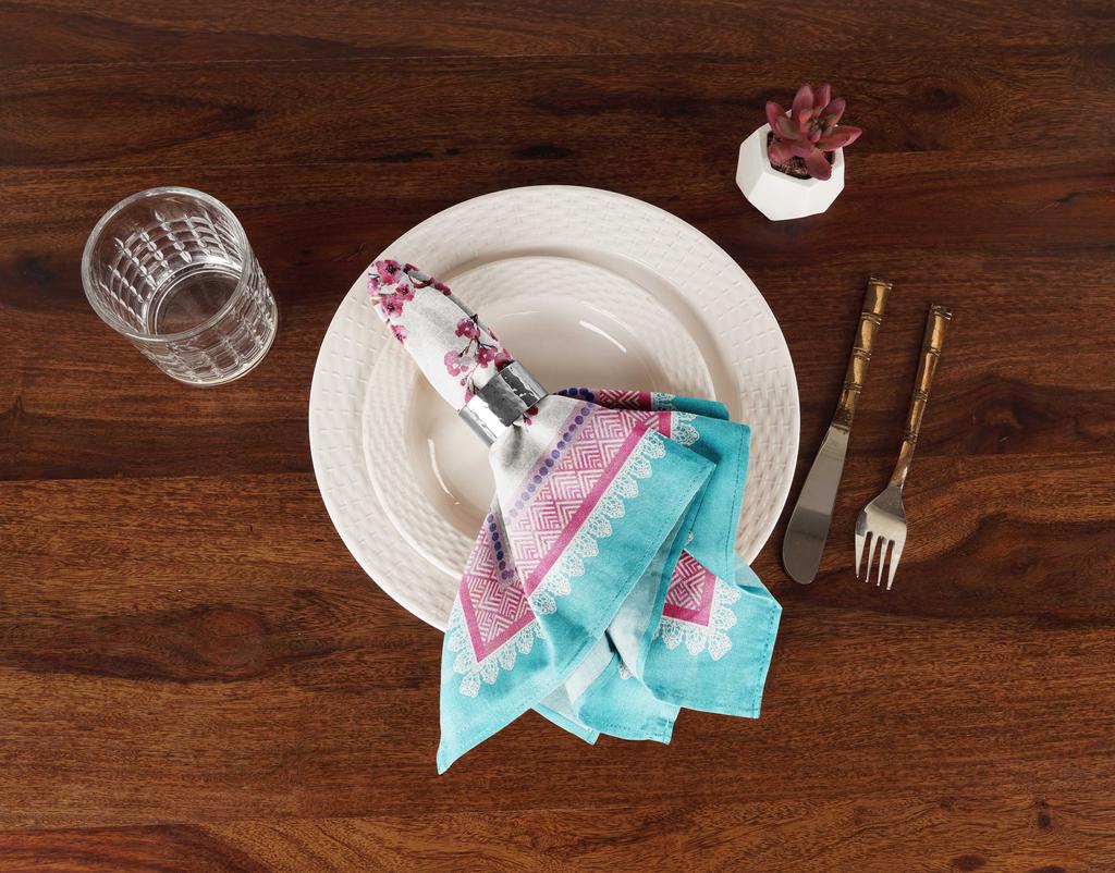 Vargottam Luxury Collection Dinner Table Linen Decor Cotton Napkin Printed Fabric Reusable Napkins Set Of 12, 20" X 20" -