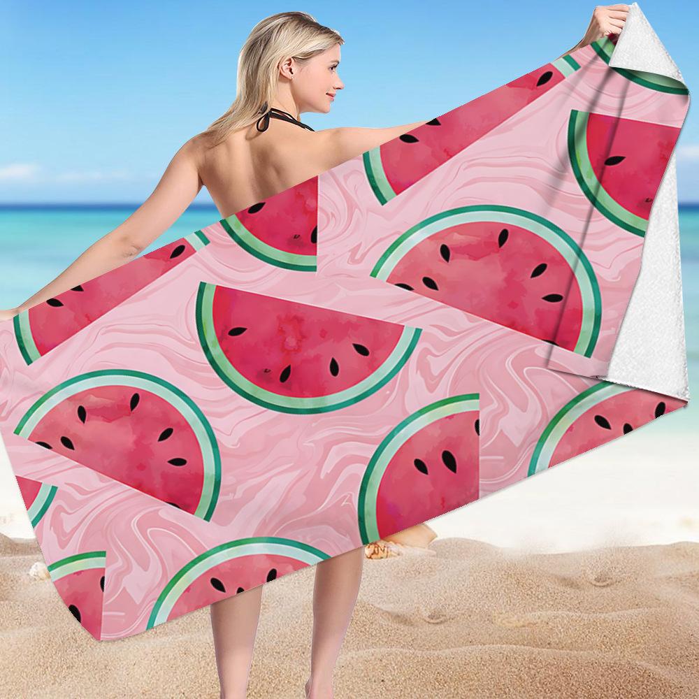 Summer Fruit Collection Digital-printed Polyester Superfine Fiber Double-sided Fleece Beach Vacation Bath Towel, Beach Towel