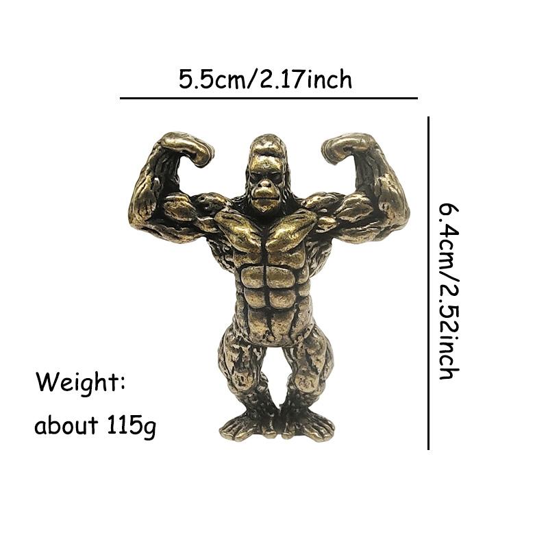 Heavy Brass Fitness Gorilla Small Sculpture Porch Decoration For Living Room Animal Orangutan Figurines Desktop Ornaments Crafts