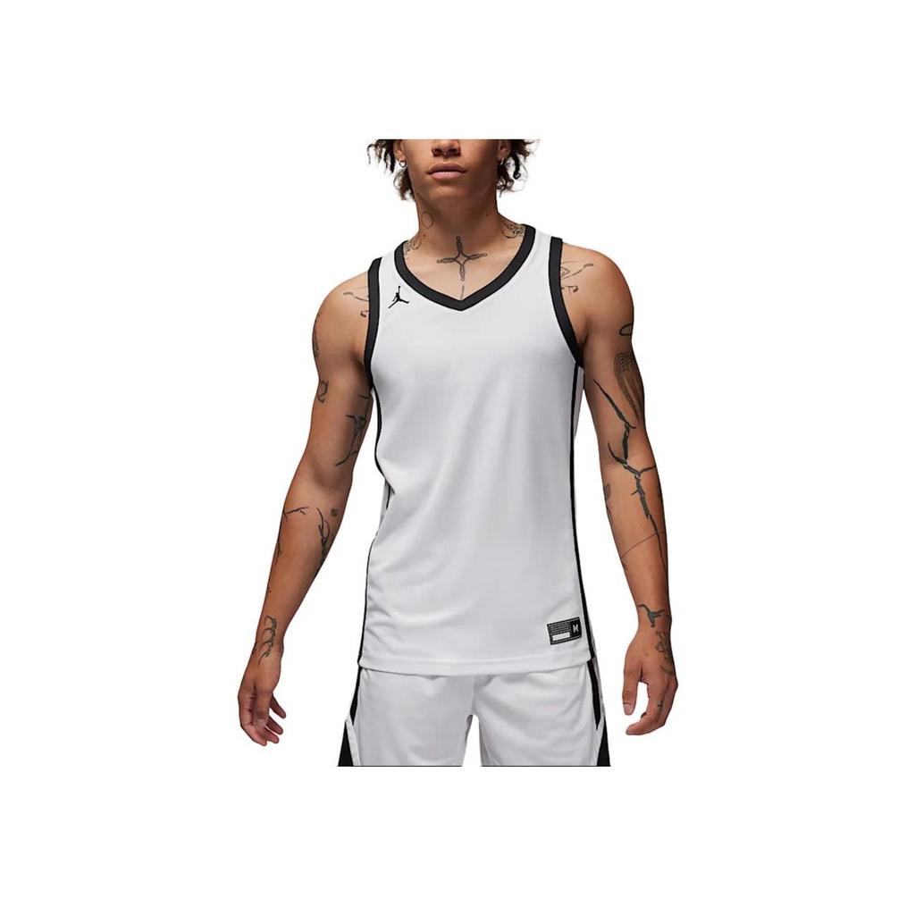 Jordan SS24 Dri-Fit V-Neck Pullover Logo Print Straight-Cut Sleeveless Basketball Jersey Men Jersey Team-White HF0523-106