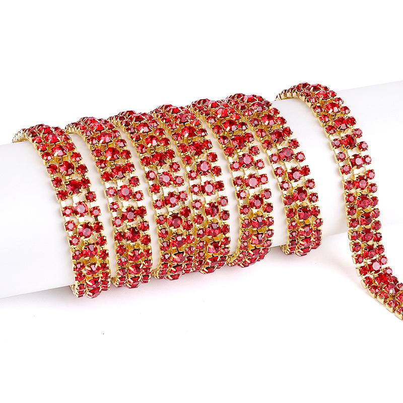 

3 ряда цепочки-коготь Ss8Ss16 цветная плотная дрель полоска дрель цепь металл стеклянная дрель DIY ювелирные аксессуары 1 yard [bagged]