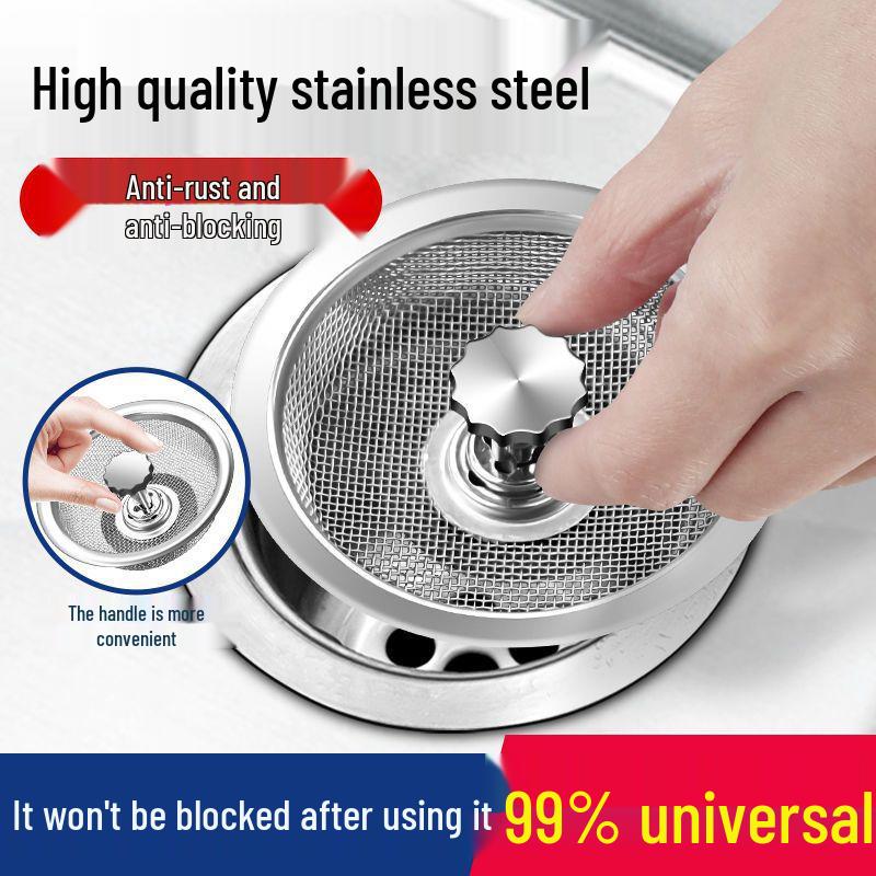 Universal Stainless Steel Kitchen Sink Drain Anti-Clog Filter and Vegetable Washing Basin Cover