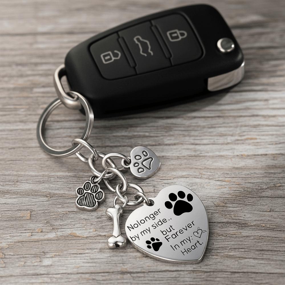 Dog Paw Pet Memorial Key Chain Love Heart Pet Animal Keyring Dog Tag Key Chain Pet Memorial