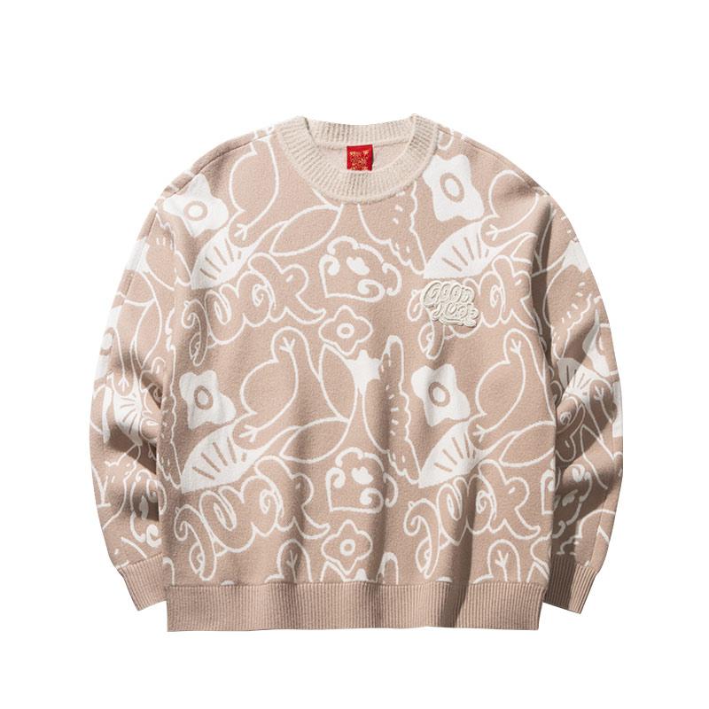 Anta Good Things Happen Series All Over Print Round Neck Comfortable Breathable Versatile Casual Loose Long Sleeve Sweater Women sweater 162518731-1