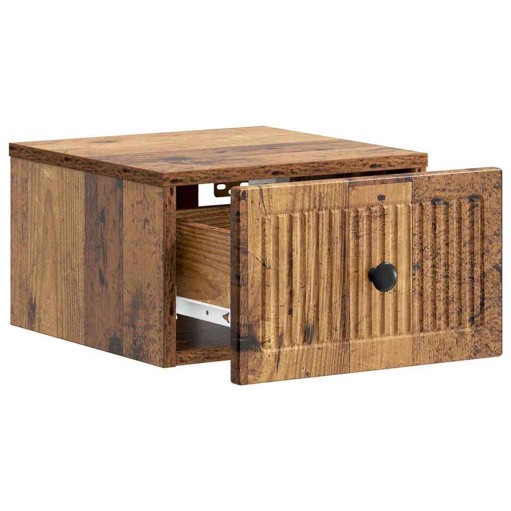 Wall Mounted Nightstand Reclaimed Wood Look 33 x 34.5 x 20 cm