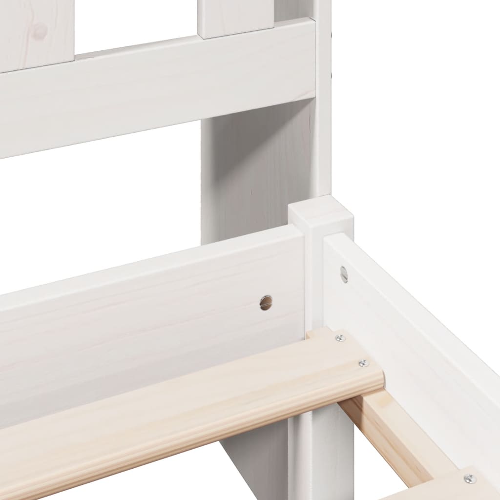 Solid Wood Bed with Shelf Without Mattress White 90x190 cm Pine