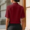 Women's Casual Short Sleeve Shirt Small Stand Collar V Neck Buttoned Blouse Lightweight Summer Top for Everyday Wear