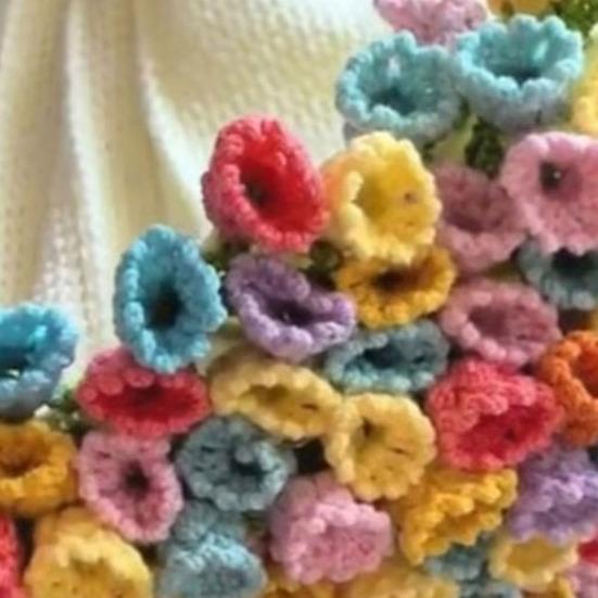 Crochet Flower Blanket Handmade Rose Bouquet Blanket Lily of The Valley Crocheted Bouquet