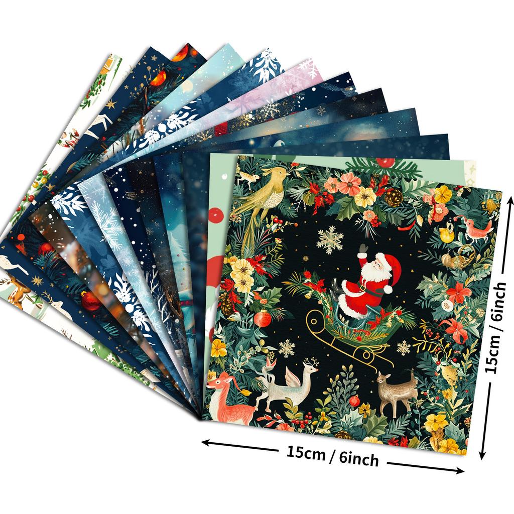 12 Christmas Material Paper Dream Snowflake Handbook Material Backing Paper Diy Cut Book Card Making Background