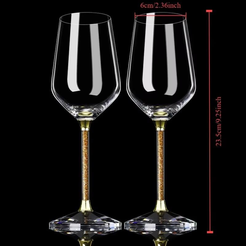 2-piece set 420ml Gold-Flake Crystal Wine Glass Set with Decanter - Luxury Stemmed BarwareElegantHomeBarGift for WineEnthusiasts