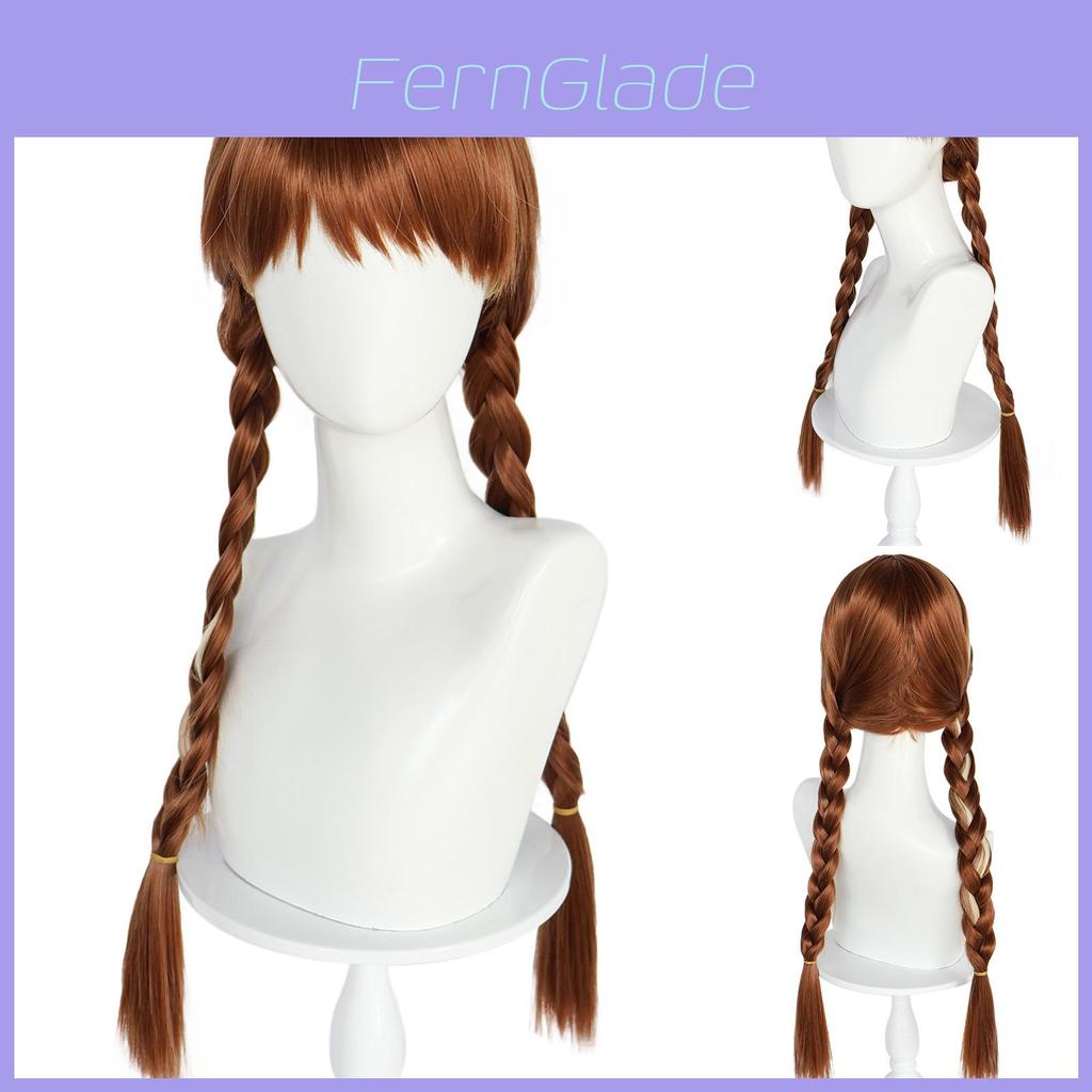 Disney Frozen Princess Anna Cosplay Wig With Double Braid And Bangs For Costume Parties