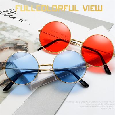 Retro Disco Round Hippie Sunglasses Fashion Circle Metal Sunglasses for Women Men Disco Party Glasses