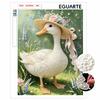DIY Gerahmtes Perlenmalerei-Set Elegante Weiße Ente Blumenhut Funkelnde Perlen Leinwand Kreatives Bastelgeschenk für Frauen und Erwachsene Entspannung Kunst